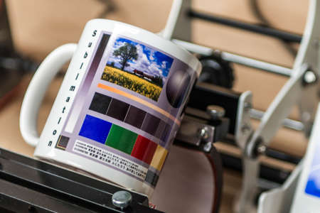 sublimation mug designer production machine print pictures an coffee cup designのeditorial素材