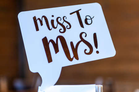 Retro Party set miss to Mrs masks design photo booth party wedding funny picturesの写真素材