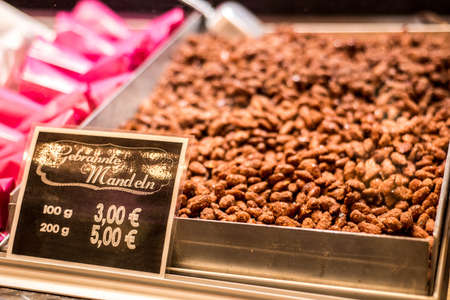 Koblenz Germany 16.12.2017 Christmas market in the old town of Koblenz Selling traditional sweets...