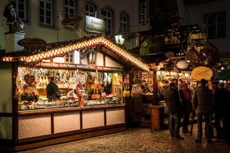 Koblenz Germany 16.12.2017 Christmas market in the old town of Koblenz Selling traditional sweets and gingerbreadのeditorial素材