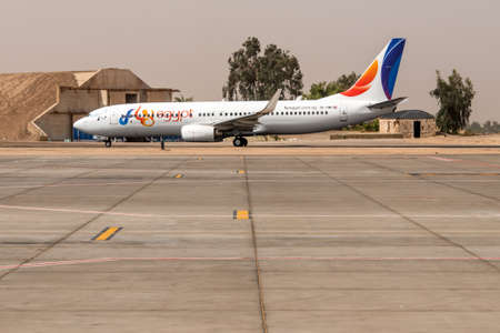 Cairo EGYPT 26.05.2018 - Fly Egypt Airplane standing to parking position at the international...