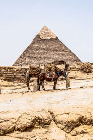 The Great Pyramids of Giza desert near Cairo in Egypt unesco cultural heritage