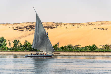 20.05.18 Aswan Egypt Sailing boat on The Nile river West Bank