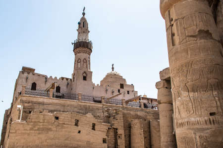 Church and Muslim Mosque Tower religion Symbols in Luxor templeの写真素材