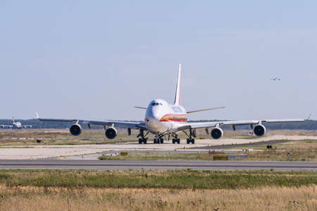 Frankfurt Germany 11.08.19 Kalitta Air Boeing 747 Jumbo Jet 4-engine jet airliner starting at fraport airport takeoffのeditorial素材