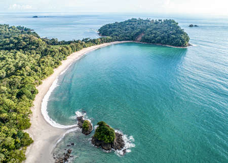 Aerial View of Tropical espadilla beach and Coastline near the Manuel Antonio national park, Costa Ricaの写真素材