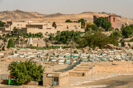 Typical Arab Cemetery in Aswan Egypt overview of the tombsの写真素材