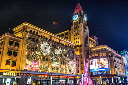 BEIJING China 23.02.2019 People crowd famous Wangfujing snack street during night in Pekingのeditorial素材