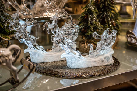 beautifil holidays Glass Christmas decoration Santa Claus figuresの写真素材