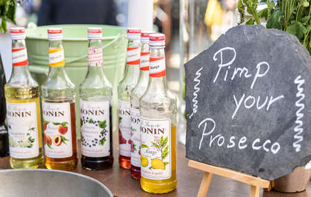 25.05.2019 Ochtendung Germany- Pimp your prosecco sign with Syrop de Monin flavored sugar syrup...