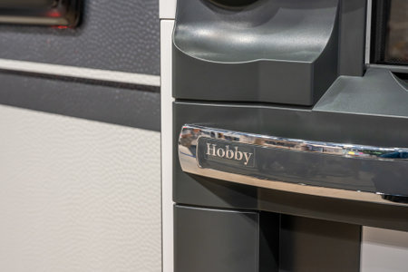 Duesseldorf Germany 01.09.2019 Hobby budget quality camping manufacturer during the Caravan Salon Exhibitionのeditorial素材