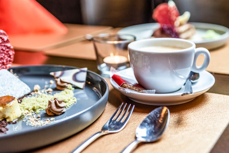 gourmet and dessert fine sugar sweet art for coffeeの写真素材