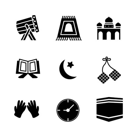 ramadan kareem black icon set
