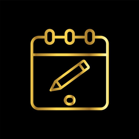 gold color address book , icon, flat, design, vector, illustrations, Graphic Design, education, style, trendy, collectionsのイラスト素材