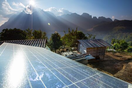 Mountains behind Solar panels