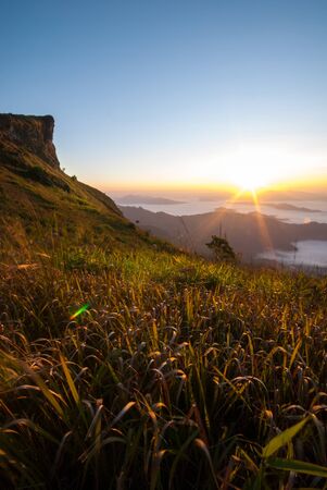 Sunrise at  Phu Chee Fah Chiang Raiの写真素材