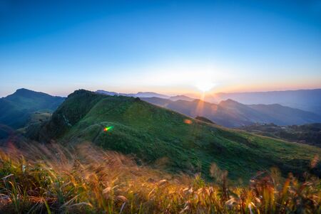 Sunset  at Doi Pha Tang Chiang Rai Thailandの写真素材