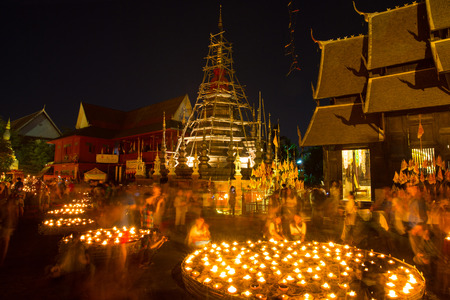 Wat Phan Tao ChiangmaiThailand  February 14 2014: Floating lanternのeditorial素材