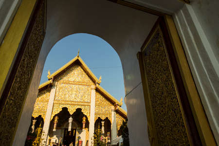 Wat Phra That Hariphunchai is a Buddhist temple in Lamphun Thailand.の写真素材