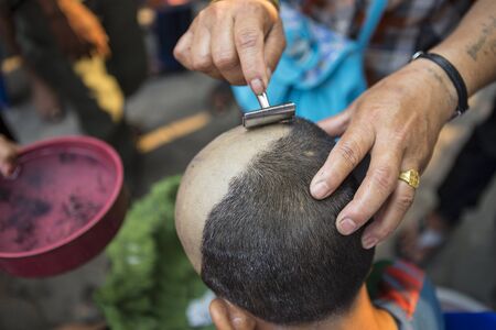 Ordination Monk at Wat Ram Poeng Temple in Chiangmai Thailandの写真素材