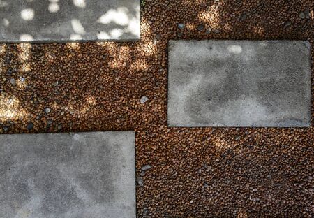 floor of stone and brick in the gardenの写真素材