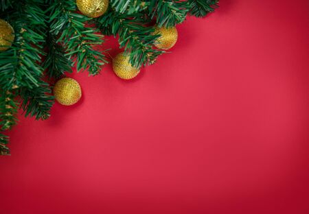 Christmas with decoration on red background