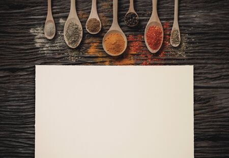 Spice & Herbs with paper mockup templateの写真素材