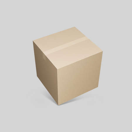 Delivery cardboard box on greyの写真素材