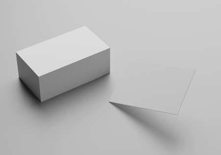 Business Card Stack Mockup on white background, copy space for your design, 3d rendering studioの写真素材