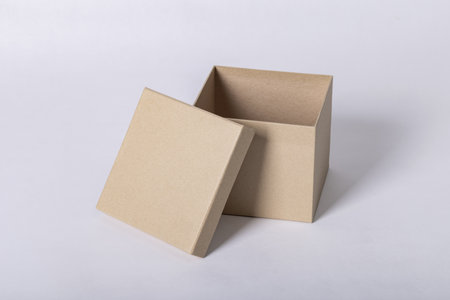 Container cardboard box package mockup template with copy space for your logo or graphic design, isolate on white backgroundの写真素材