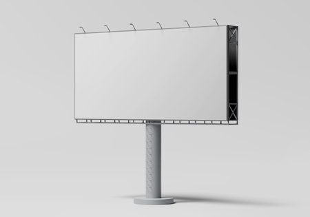 Mockup Outdoor billboard on blue sky background with copy space for your logo or graphic design, 3d rendering studioの写真素材