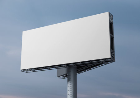 Mockup Outdoor billboard on blue sky background with copy space for your logo or graphic design, 3d rendering studioの写真素材
