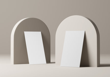 Group of minimal business card mockup template with copy space for your logo or graphic design, 3d rendering studioの写真素材