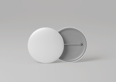 Pin badge logo mockup set front and back with copy space for your logo or graphic design, 3d rendering studioの写真素材