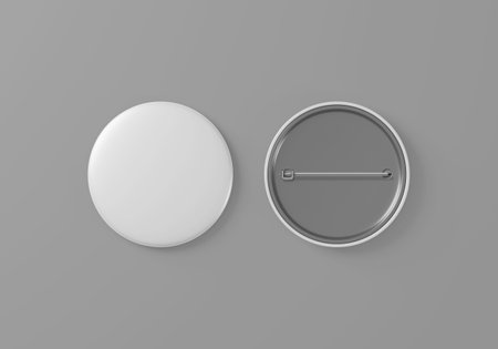 Pin badge logo mockup set front and back with copy space for your logo or graphic design, 3d rendering studioの写真素材