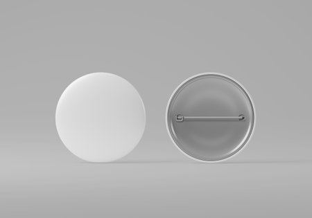 Pin badge logo mockup set front and back with copy space for your logo or graphic design, 3d rendering studioの写真素材