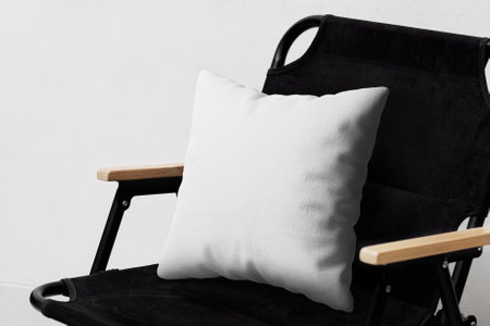 Square Pillow Mockup on chairの写真素材