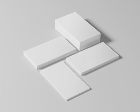 Group of minimal business card mockup on deskの写真素材