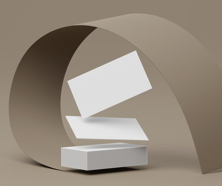 Group of minimal business card mockup on deskの写真素材