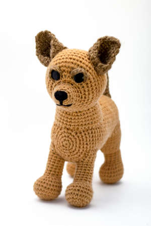 Dog Chihuahua Amigurumi stands isolate.の写真素材