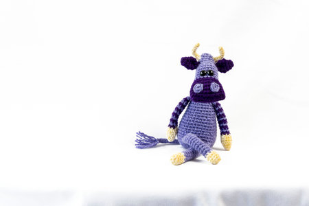 Amigurumi doll goby on a white background. Symbol 2021.の写真素材