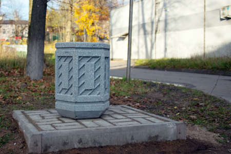 New trash bins are installed on the streets of the city.の写真素材