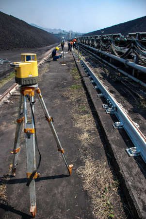 the workers checked level of machineの写真素材