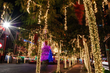 BANGKOK, THAILAND - DECEMBER 14  Siam Square the most famous shopping area in Bangkok decorate the building for Christmas and New Year festival 2009 on December 14, 2008 at Bangkok, Thailandのeditorial素材