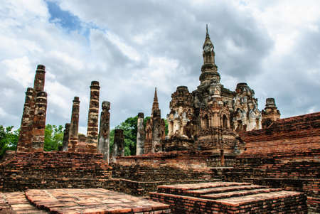 The main Stupa of Wat Mahatat. This temple is situated in the heart of the city, is most important temple as the principle temple of Sukhothai.の写真素材