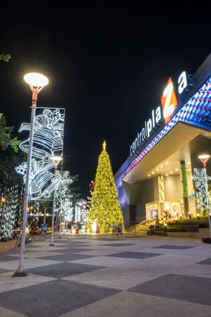 Lampang, Thailand - 31 December 2014: Central Plaza the most famous shopping mall in Lampang decorate the building for Christmas and New Year festival 2015 on December 31, 2014 at Lampang, Thailand.のeditorial素材
