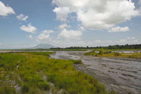 mount arayat volcanoe towers over countryside in pampanga the philippinesの写真素材