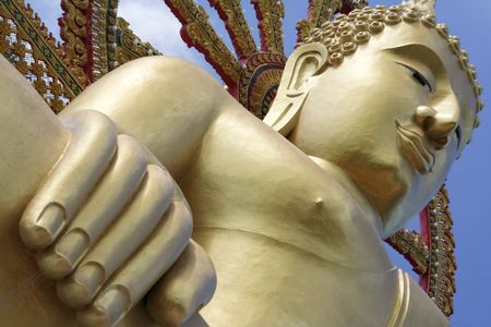 12 metre tall big buddha in wat phra yai, on koh samui, thailandの写真素材
