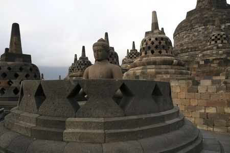 borobudur ruins near yogyakarta in java indonesiaの写真素材