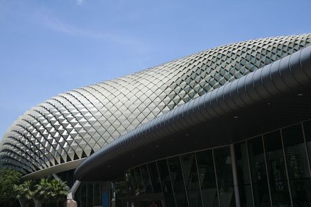 close up detail of the esplanade theatre in singapore city stateのeditorial素材